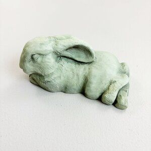 THE STONE BUNNY Lounging Rabbit 1996 Hide-A-Key Stoneware Garden Telle M. Stein